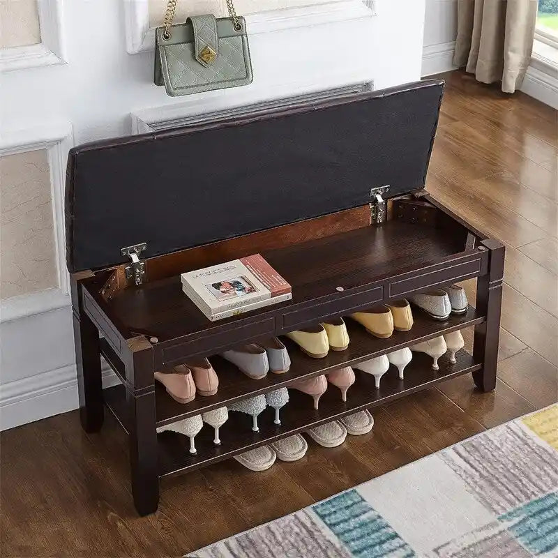 Banc de rangement pour chaussures avec coussin – 39,4P x 13,8L x 18,9H