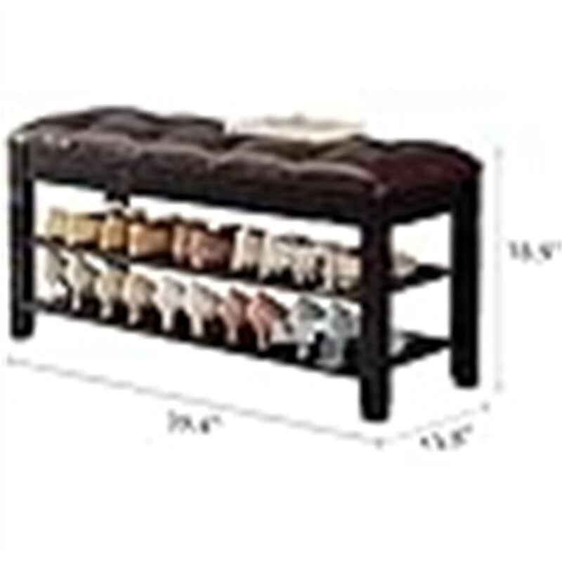 Banc de rangement pour chaussures avec coussin – 39,4P x 13,8L x 18,9H