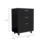 Meuble de rangement noir à 3 tiroirs avec roulettes