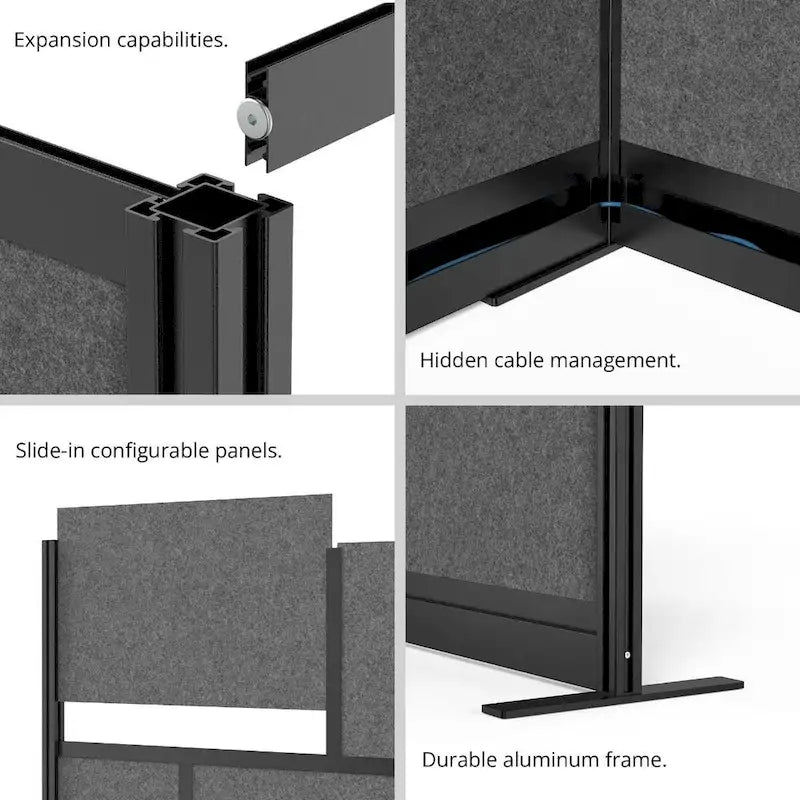 Séparateur de pièce mural modulaire à cadre noir (70"x48")