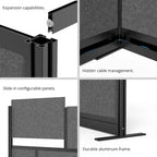 Séparateur de pièce mural modulaire à cadre noir (70"x48")