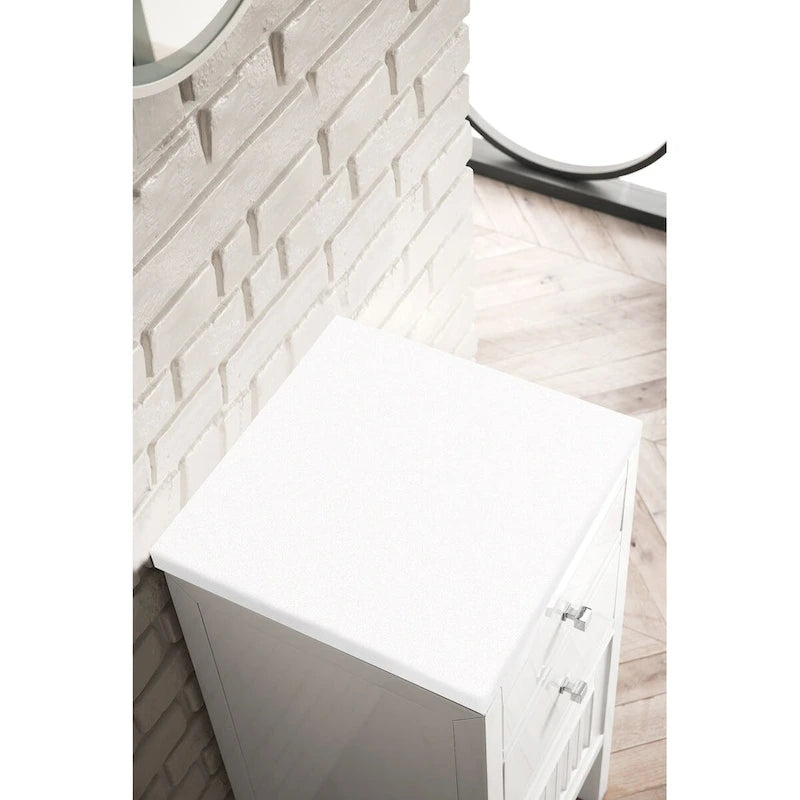 Meuble bas à 15 tiroirs et porte, blanc brillant