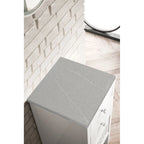 Meuble bas à 15 tiroirs et porte, blanc brillant