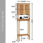 Meuble de rangement pour toilettes en bambou avec deux portes et étagère ouverte (23,1"x8,1"x68,4")