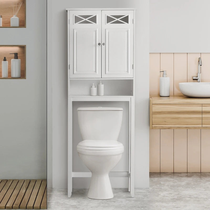 Meuble de rangement WC blanc (20x63x172 cm)