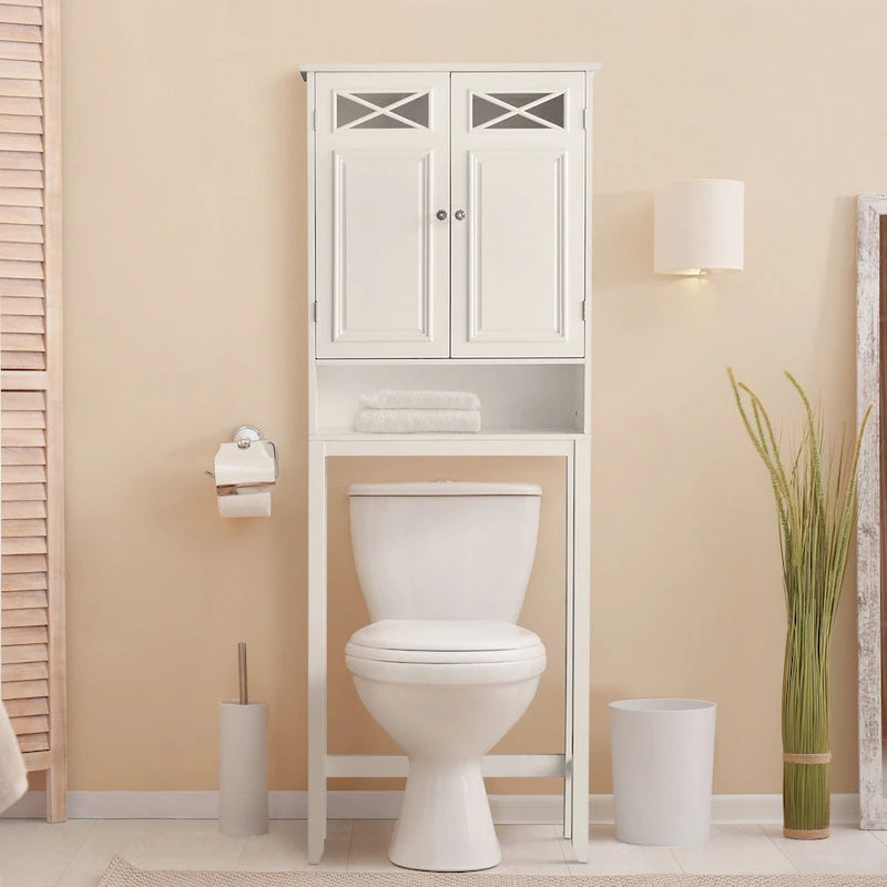 Meuble de rangement WC blanc (20x63x172 cm)