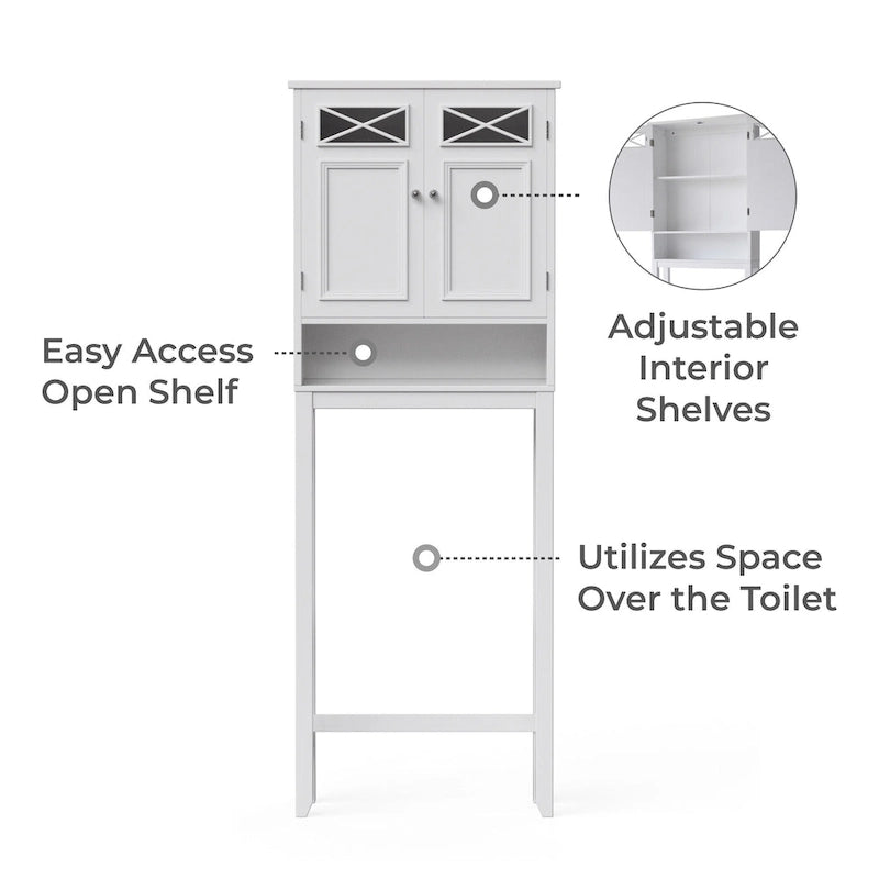 Meuble de rangement WC blanc (20x63x172 cm)