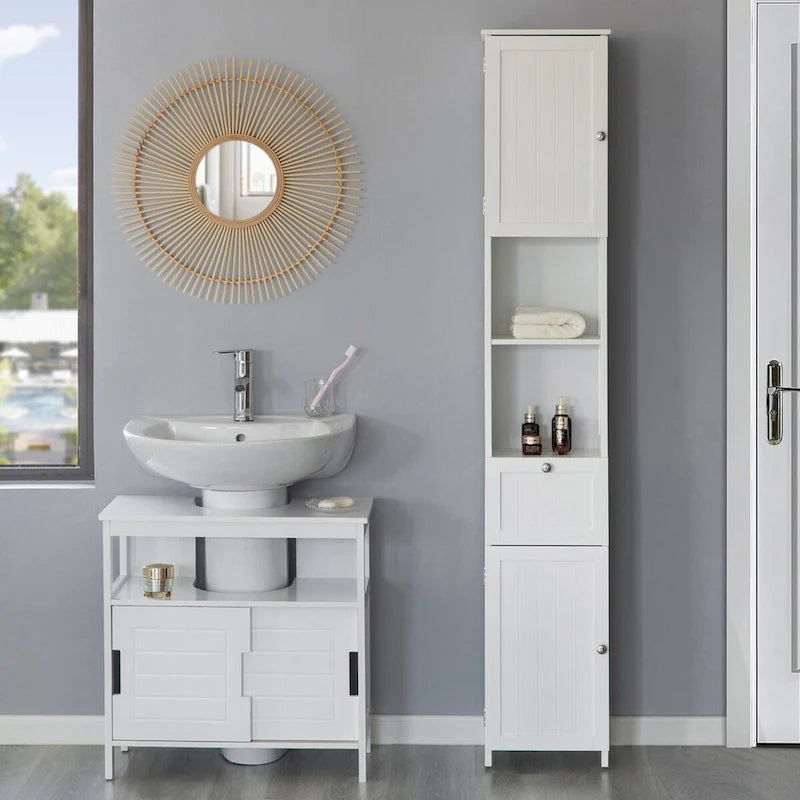 Meuble de rangement haut blanc pour salle de bain