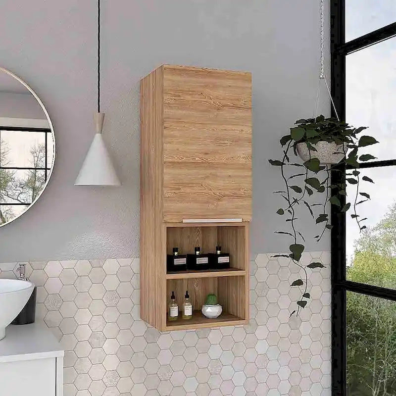 Armoire à pharmacie, deux étagères intérieures, finition pin, haute qualité et durable
