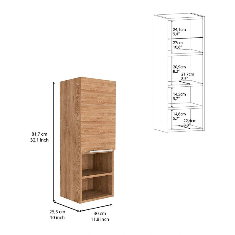 Armoire à pharmacie, deux étagères intérieures, finition pin, haute qualité et durable