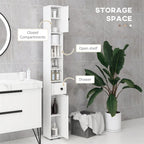 Meuble de rangement haut pour salle de bain, Meuble de toilette étroit avec étagères réglables