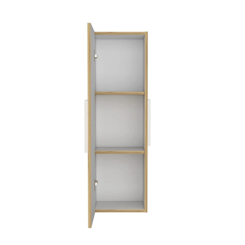 Armoire à pharmacie une porte avec 3 étagères, blanc/chêne clair