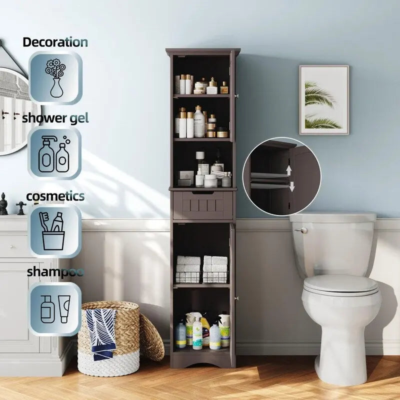 Meuble de rangement haut de salle de bain de 67 po - 11.81P x 15.7L x 66.9H