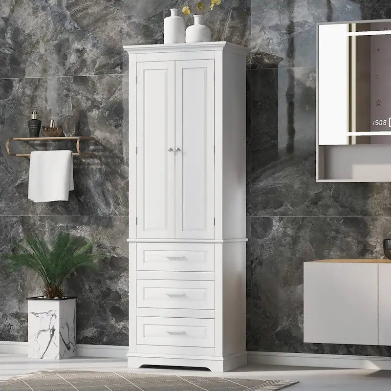 Meuble de rangement haut de salle de bain blanc avec 3 tiroirs