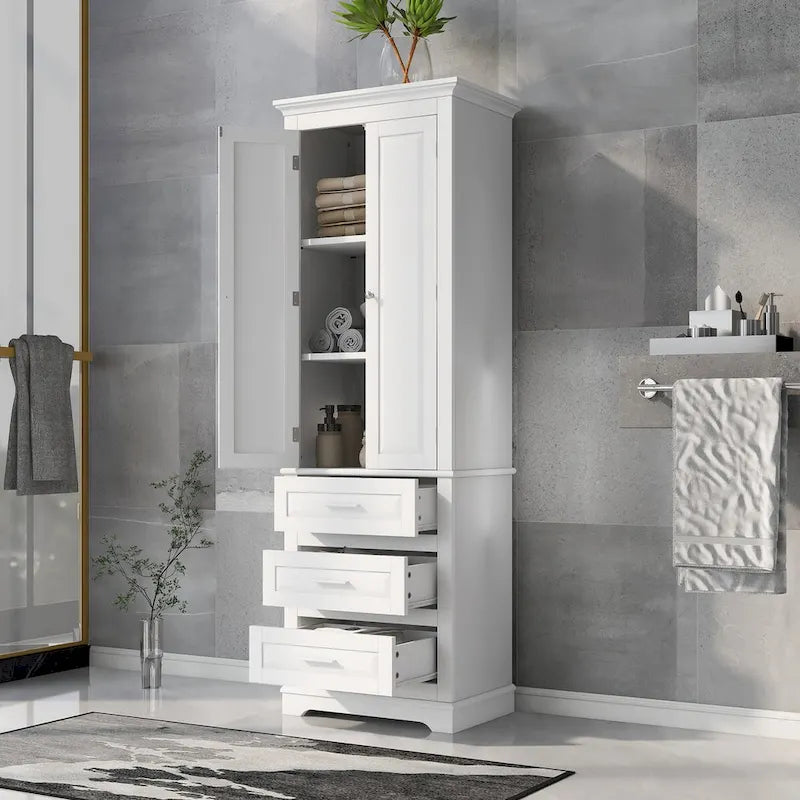 Meuble de rangement haut de salle de bain blanc avec 3 tiroirs