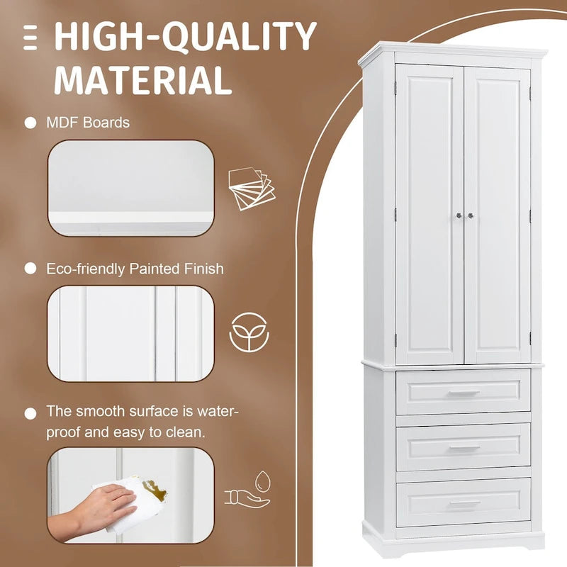 Meuble de rangement haut de salle de bain blanc avec 3 tiroirs