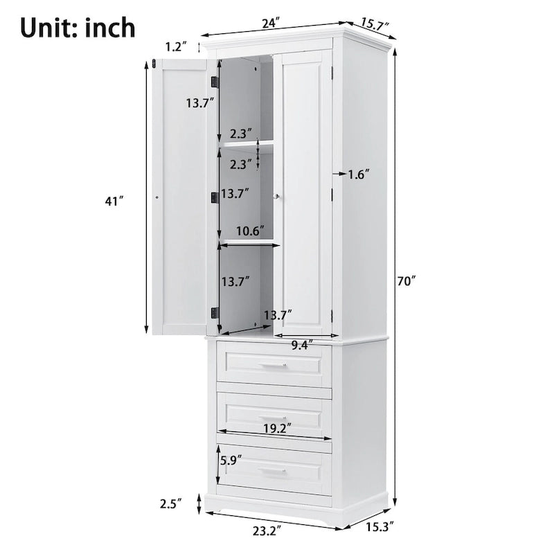 Meuble de rangement haut de salle de bain blanc avec 3 tiroirs