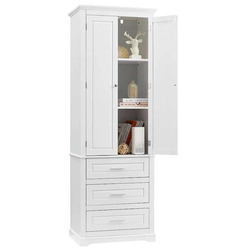 Meuble de rangement haut de salle de bain blanc avec 3 tiroirs