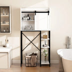 Meuble de Rangement de Salle de Bain Au-dessus des Toilettes avec Porte Coulissante Style Grange et Étagères - S.O.