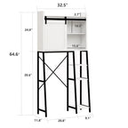 Meuble de Rangement de Salle de Bain Au-dessus des Toilettes avec Porte Coulissante Style Grange et Étagères - S.O.