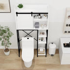 Meuble de rangement de salle de bain au-dessus des toilettes avec porte de grange Mid-Century Modern