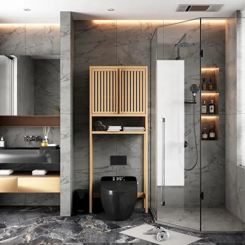 Meuble de rangement WC en bambou