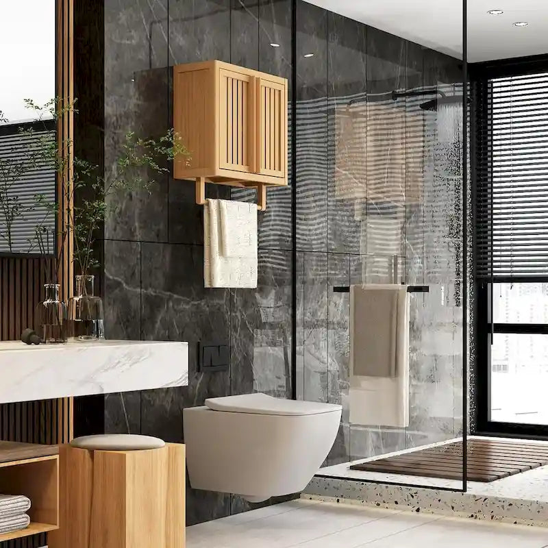 Meuble de rangement WC en bambou