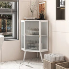 Meuble d'angle de salle de bain de style moderne de 22,25 po avec portes en verre trempé et étagère intérieure réglable