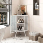 Meuble d'angle de salle de bain de style moderne de 22,25 po avec portes en verre trempé et étagère intérieure réglable