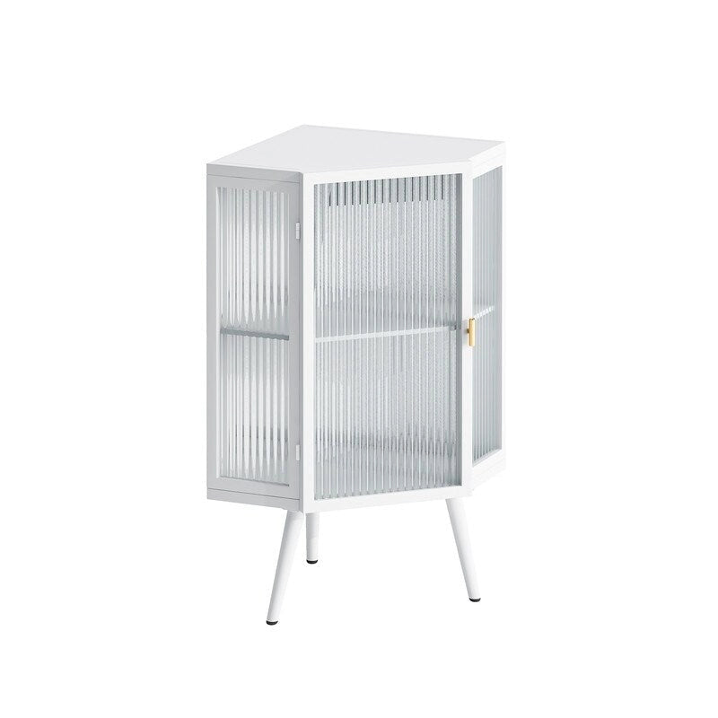 Meuble d'angle de salle de bain de style moderne de 22,25 po avec portes en verre trempé et étagère intérieure réglable