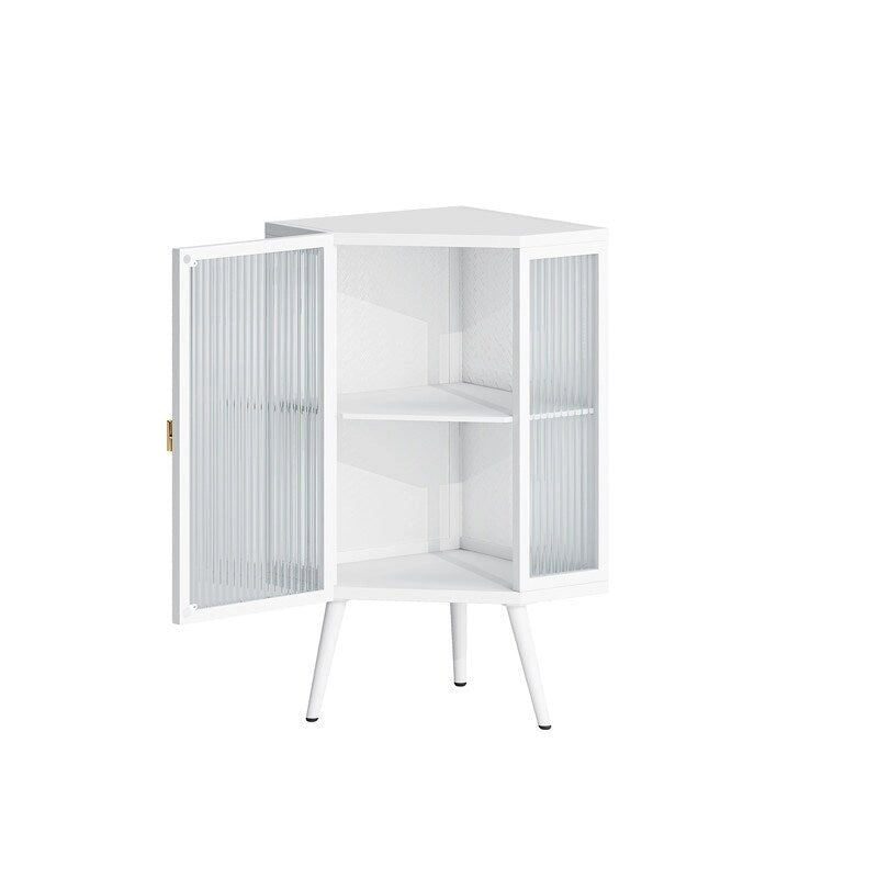 Meuble d'angle de salle de bain de style moderne de 22,25 po avec portes en verre trempé et étagère intérieure réglable