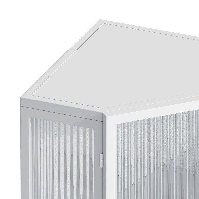 Meuble d'angle de salle de bain de style moderne de 22,25 po avec portes en verre trempé et étagère intérieure réglable