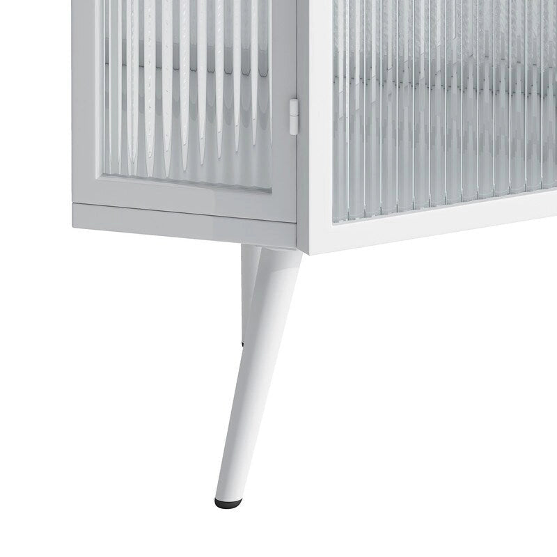 Meuble d'angle de salle de bain de style moderne de 22,25 po avec portes en verre trempé et étagère intérieure réglable