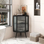 Meuble d'angle de salle de bain de style moderne de 22,25 po avec portes en verre trempé et étagère intérieure réglable