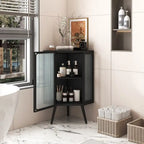 Meuble d'angle de salle de bain de style moderne de 22,25 po avec portes en verre trempé et étagère intérieure réglable