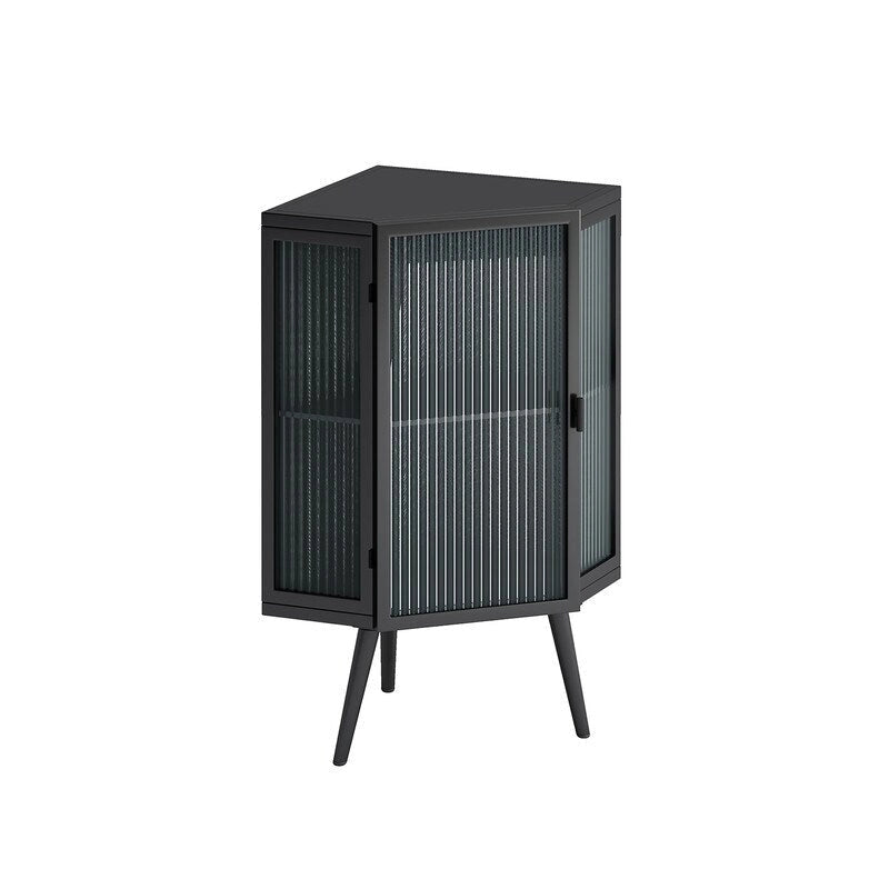 Meuble d'angle de salle de bain de style moderne de 22,25 po avec portes en verre trempé et étagère intérieure réglable