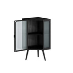 Meuble d'angle de salle de bain de style moderne de 22,25 po avec portes en verre trempé et étagère intérieure réglable
