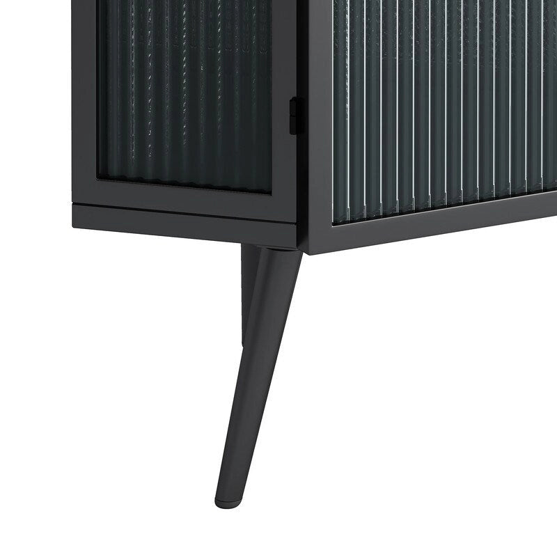 Meuble d'angle de salle de bain de style moderne de 22,25 po avec portes en verre trempé et étagère intérieure réglable