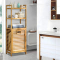 Panier à linge inclinable en bambou à 3 niveaux (39,4 x 29,2 x 118,1 cm)