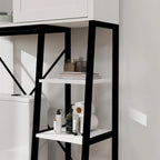 Meuble de rangement pour toilettes avec porte coulissante type grange et étagères réglables