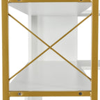 Bibliothèque 7 niveaux, étagère de bureau à domicile, bibliothèque d'angle en forme de L avec cadre en métal, panneau MDF - 37,4*37,4*709