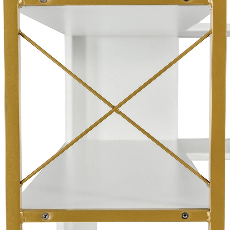 Bibliothèque 7 niveaux, étagère de bureau à domicile, bibliothèque d'angle en forme de L avec cadre en métal, panneau MDF - 37,4*37,4*709