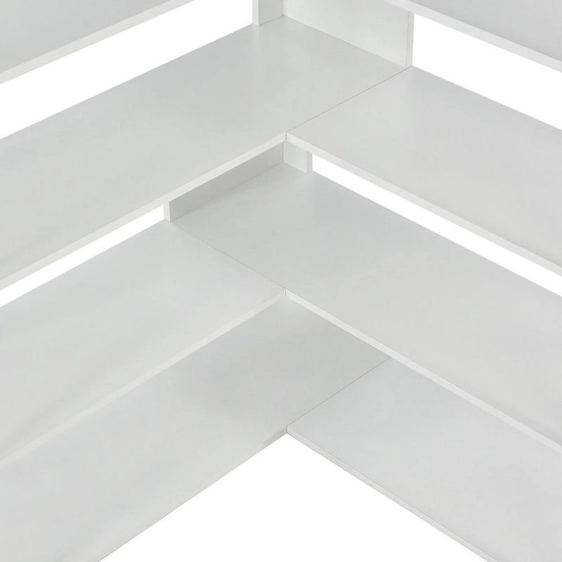 Bibliothèque 7 niveaux, étagère de bureau à domicile, bibliothèque d'angle en forme de L avec cadre en métal, panneau MDF - 37,4*37,4*709