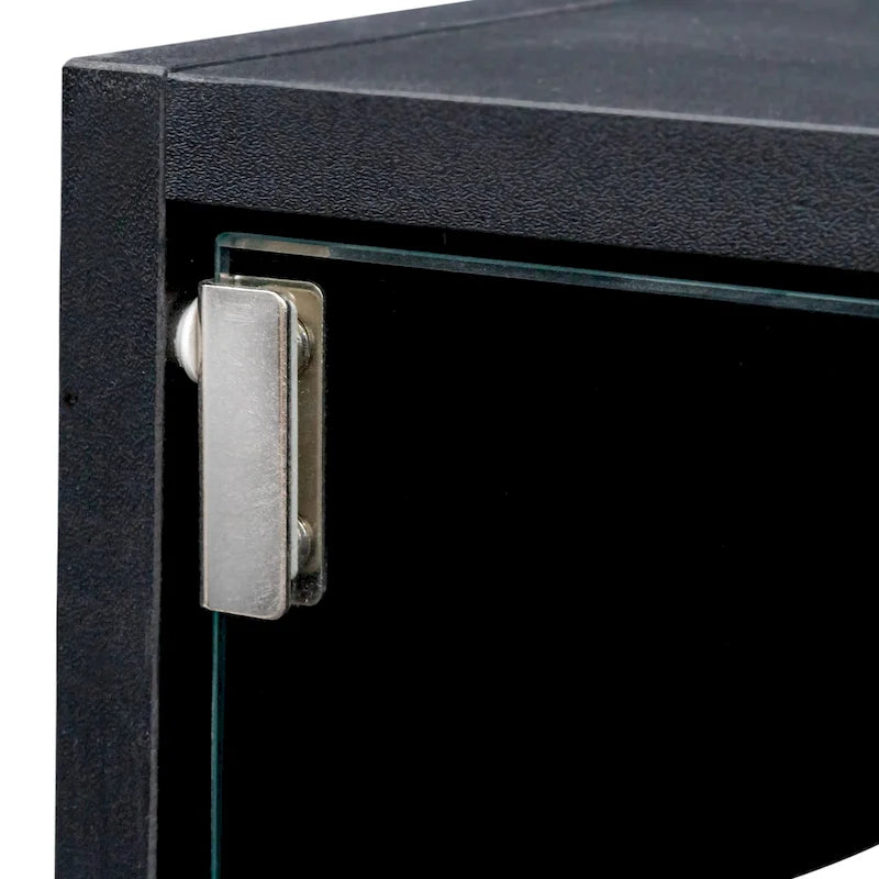 Meuble à chaussures avec porte en verre noir et éclairage LED RVB