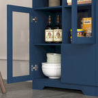 Meuble bas en bois avec 2 portes vitrées et 2 compartiments de rangement, pour salon, salle de bain ou entrée