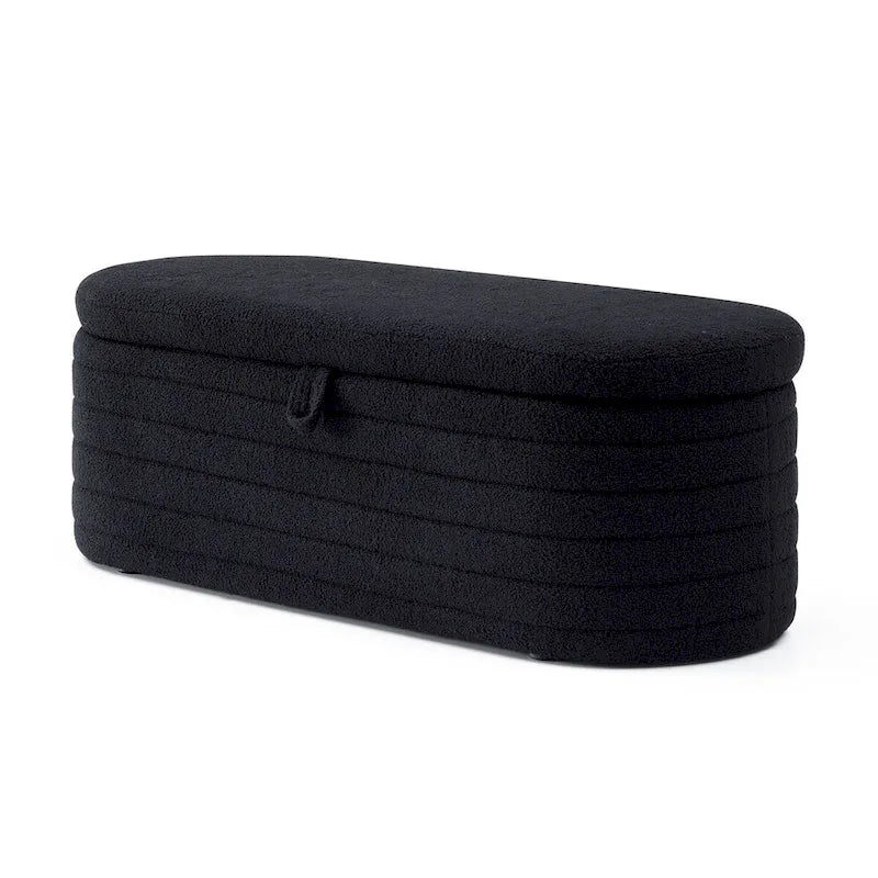 Banc de bout de lit avec rangement, rembourré en sherpa, grand banc pouf, tabouret à chaussures, long banc, banc de fenêtre, banc de rangement pour jouets