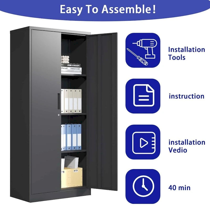 Armoire de rangement de garage en métal de 180 cm de haut