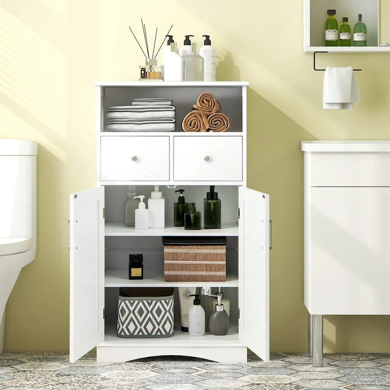 Meuble de rangement de salle de bain sur pied à 2 portes